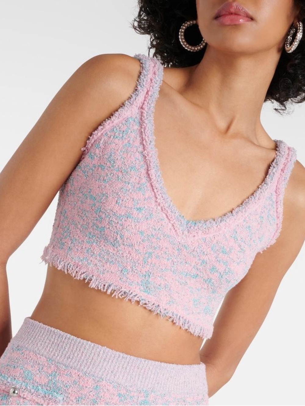 Paco Rabanne Pink Blue Cropped V-Neck Tank